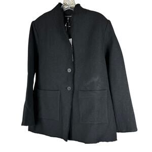 Eileen Fisher Sample High Collar Long Jacket Black Women's Size Small NWT